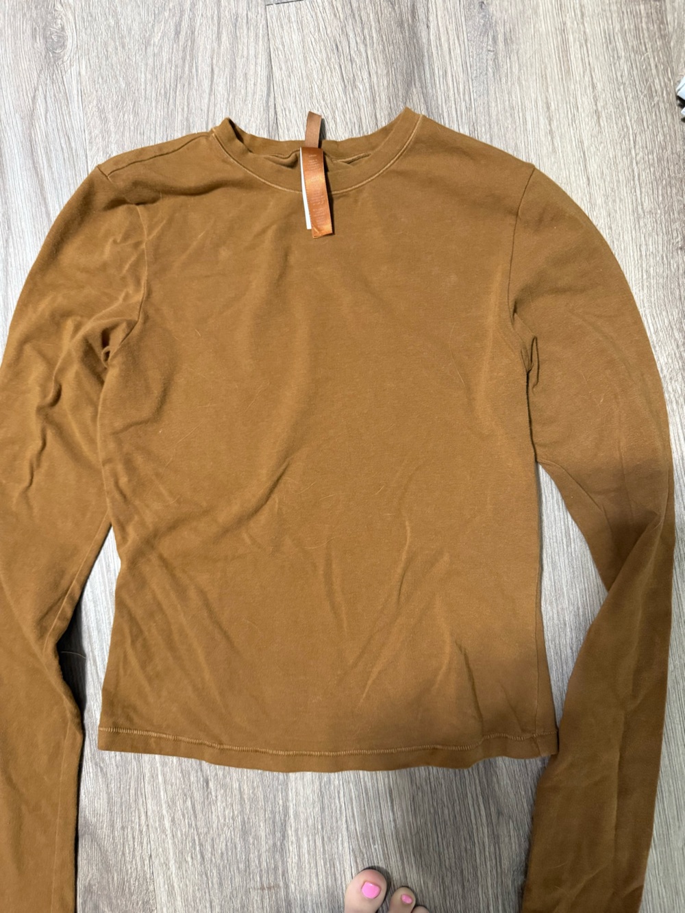 Skims Long-Sleeve Crewneck Shirt - Brown